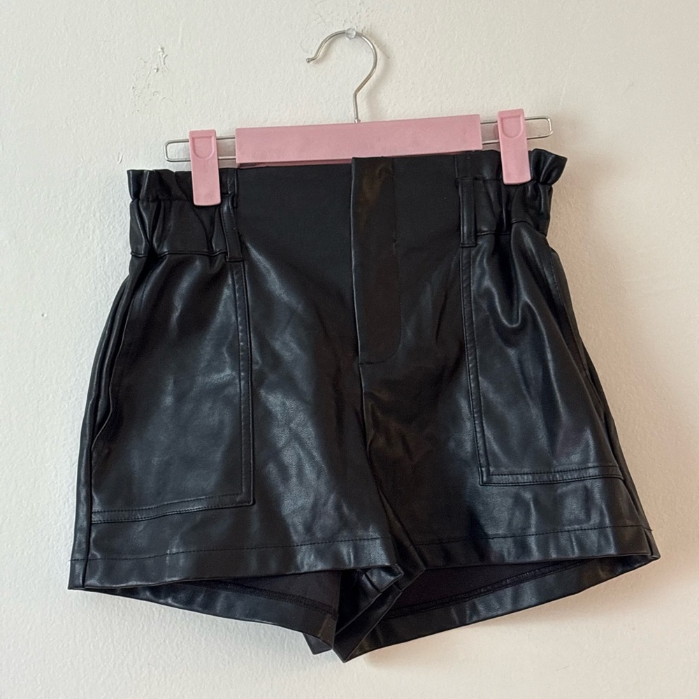 Black Leather Women's Shorts